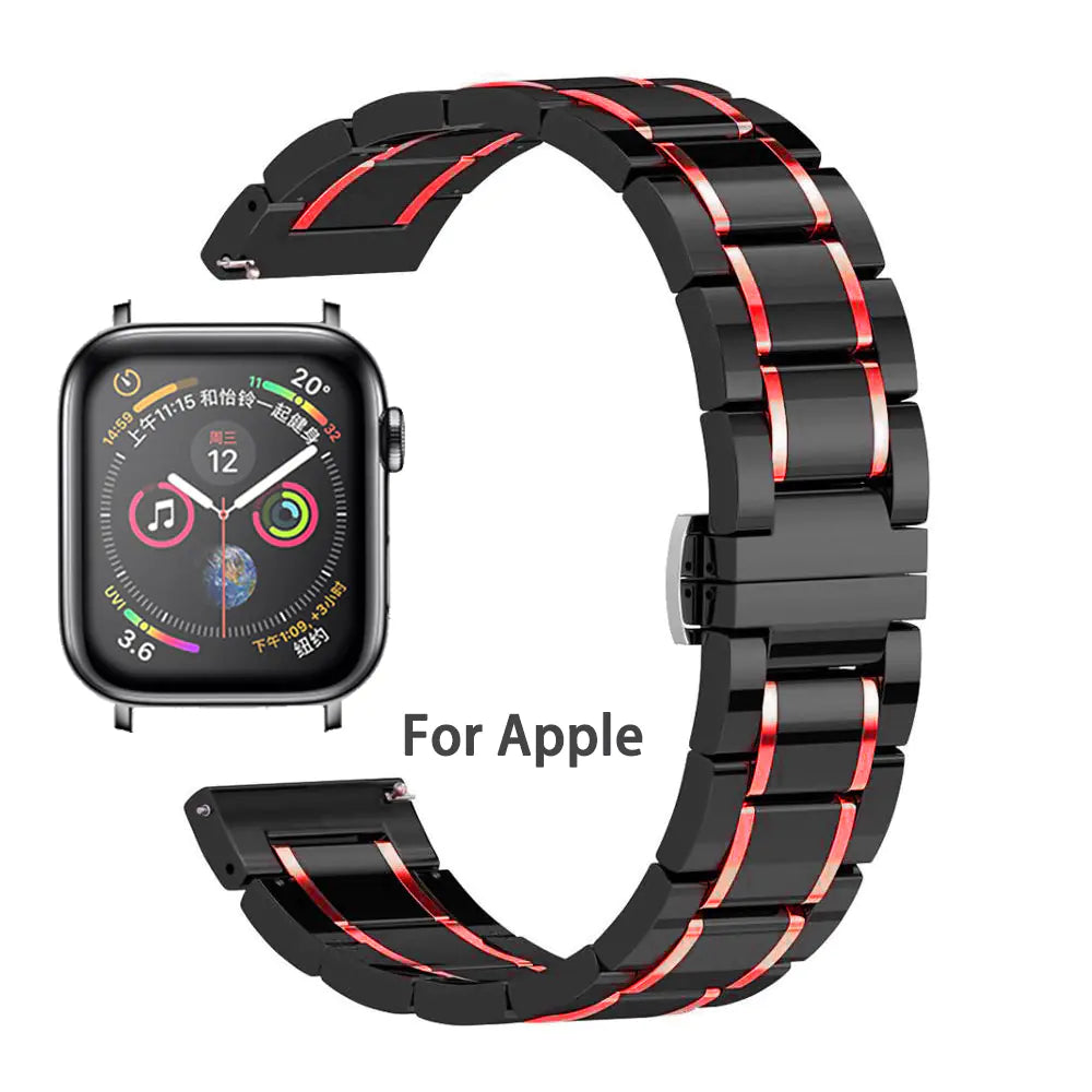 Ceramic Butterfly Buckle Watch Band for Apple Watch