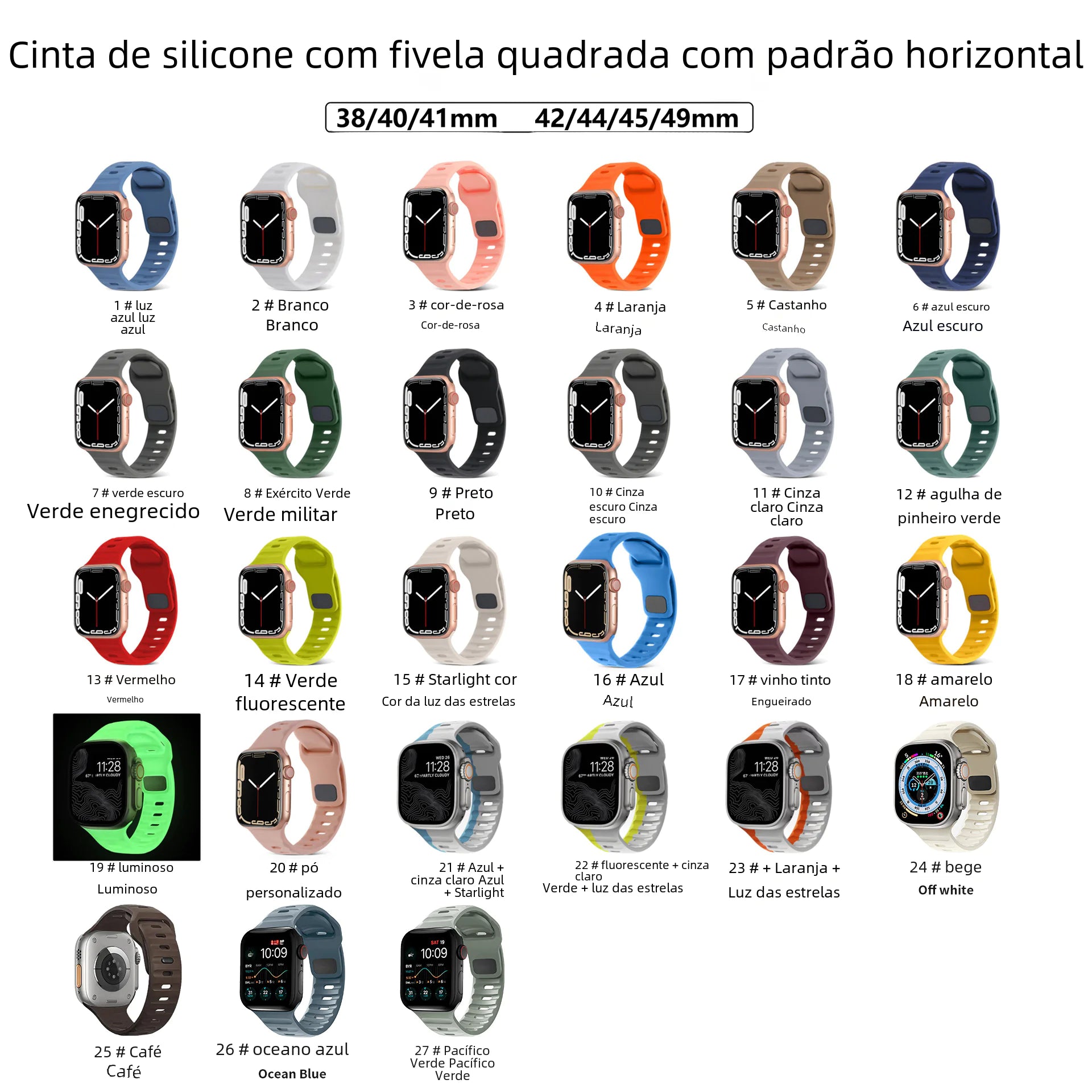 Silicone Watch Band for Apple Watch Series 9 Ultra2