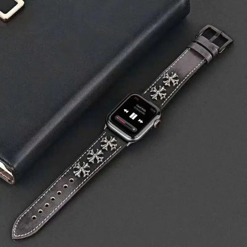 Genuine Leather Punk Style Watch Band for Apple Watch