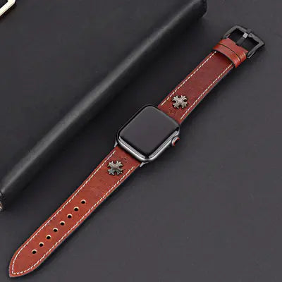 Genuine Leather Punk Style Watch Band for Apple Watch