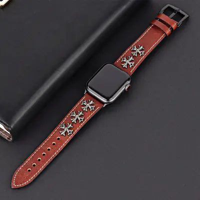 Genuine Leather Punk Style Watch Band for Apple Watch