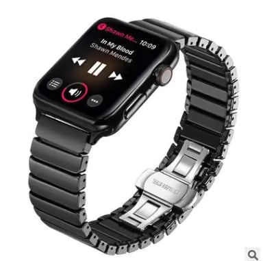 Ceramic Butterfly Buckle Watch Band for Apple Watch